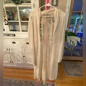 New Without Tags Iris Cream Crochet Cardigan With Hood